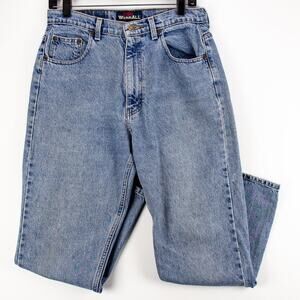 Forever WearAll Size 14 Womans Vintage Faded Blue Jeans Straight Leg 100% Cotton